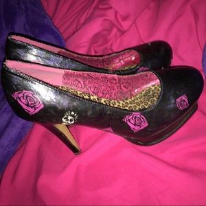 Iron Fist Skull and Roses Platform Heels